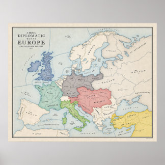 Diplomati Karta i Europa Poster