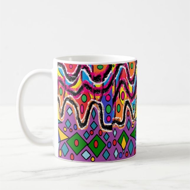 Dippy Hippy Retro-målning stil Kaffemugg (Vänster)