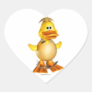 Dippy the Duckling Heart-Shaped Stickers Hjärtformat Klistermärke