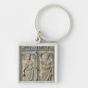Diptych av den Boethius konsulen i ANNONS 487 Fyrkantig Silverfärgad Nyckelring