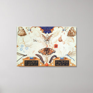Diptych med blommor och insekter, 1591 canvastryck