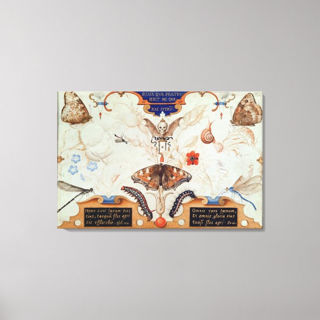 Diptych med blommor och insekter, 1591 canvastryck (Framsida)