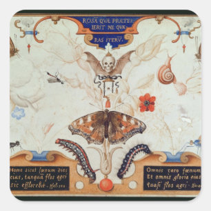 Diptych med blommor och insekter, 1591 fyrkantigt klistermärke