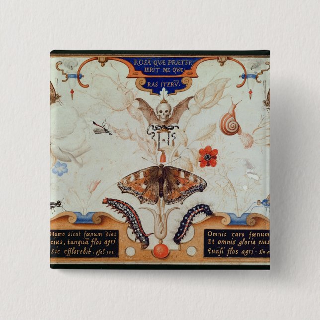Diptych med blommor och insekter, 1591 knapp (Framsida)