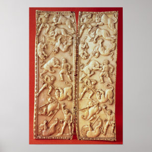 Diptych med en lejon jaktplats poster