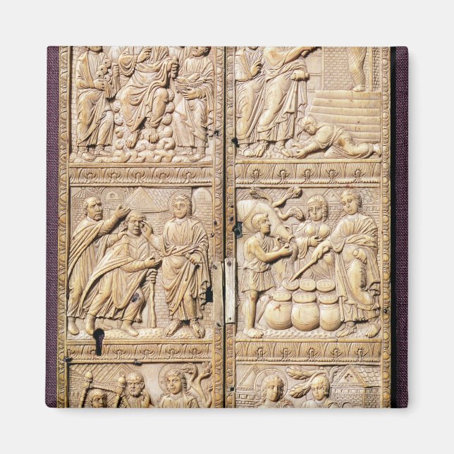 Diptych som visar Kristi Miracles Magnet (Framsidan)