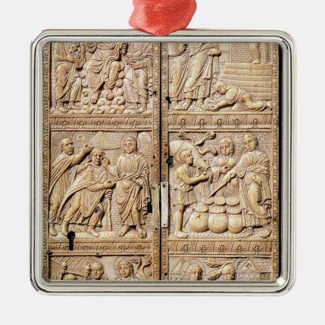 Diptychvisning miraklen av Kristus Julgransprydnad Metall (Framsidan)