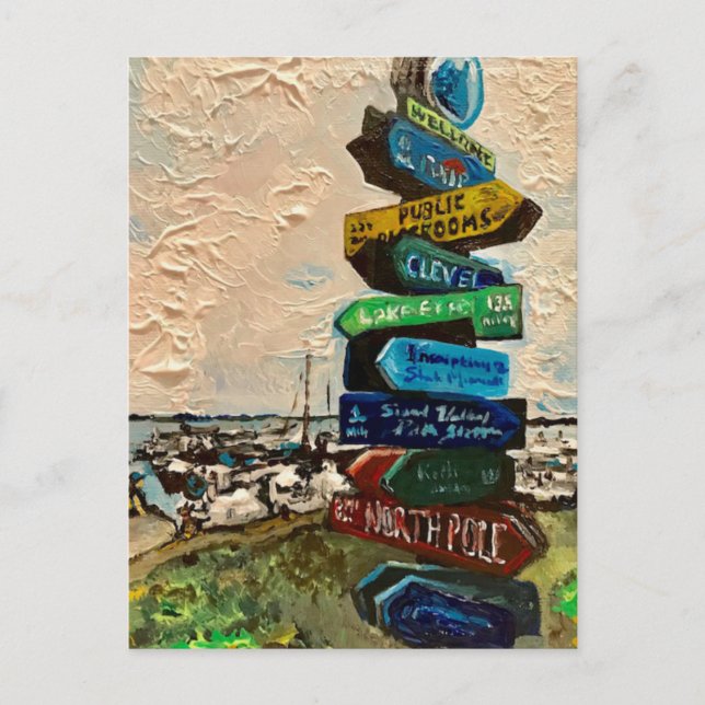 "Directionsmarkör på Kelleys ö" vykort (Framsida)