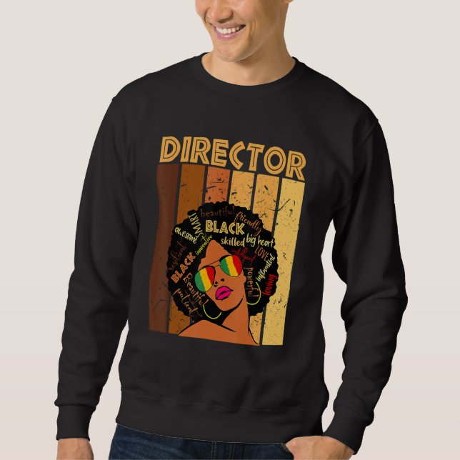 Director Afro African American Women Black History Lång Ärmad Tröja (Framsida)