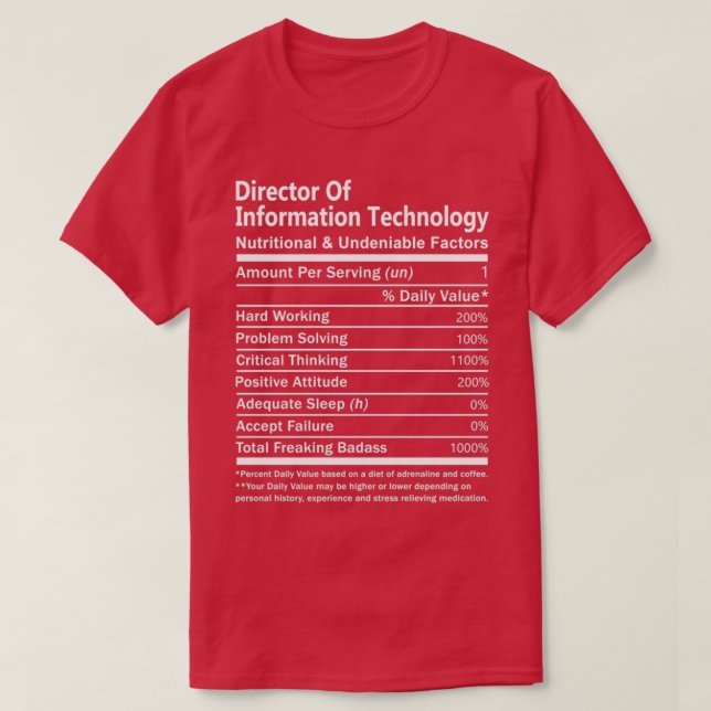 Director of Information Technology T Shirt Nutriti (Design framsida)