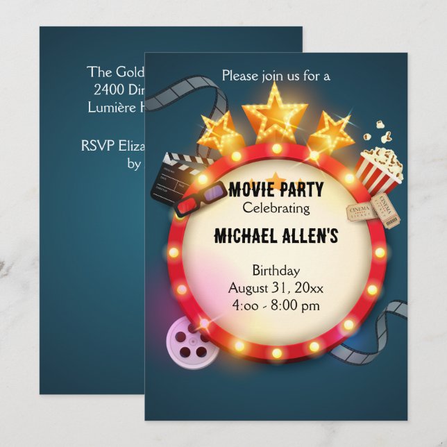 Director’s Cut Birthday Invitation  Inbjudningar (Fram/baksida)