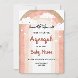 Direkt Boho Rainbow Aqeeqah Aqiqah Inbjudningskort