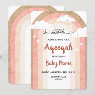 Direkt Boho Rainbow Aqeeqah Aqiqah Inbjudningskort