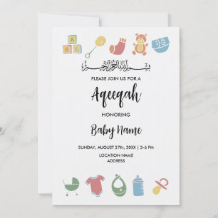 Direkt minimalistisk Aqeeqah Aqiqah-inbjudningskor Inbjudningar