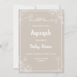 Direkt Modern Blommig Aqeeqah Aqiqah Inbjudan