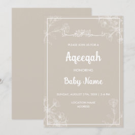 Direkt Modern Blommig Aqeeqah Aqiqah Inbjudan