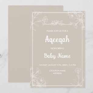 Direkt Modern Blommig Aqeeqah Aqiqah Inbjudan