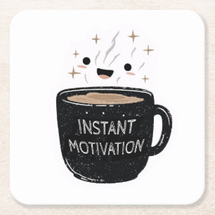 Direkt Motivation – Sött Kawaii Kaffekopp Underlägg Papper Kvadrat
