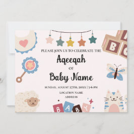 Direkt redigerbar Aqeeqah Aqiqah-inbjudningskort Inbjudningar