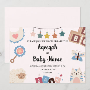 Direkt redigerbar Aqeeqah Aqiqah-inbjudningskort Inbjudningar