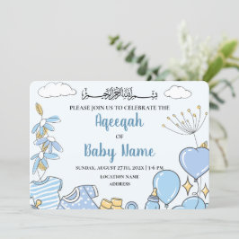 Direkt redigerbar baby boy Aqeeqah-inbjudningskort Inbjudningar