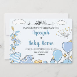 Direkt redigerbart bebis pojke Aqeeqah inbjudnings Inbjudningar
