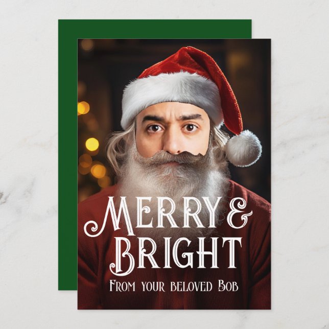 Direkt Tomte! Lägg bara till ditt roliga ansikte. Julkort (Fram/baksida)