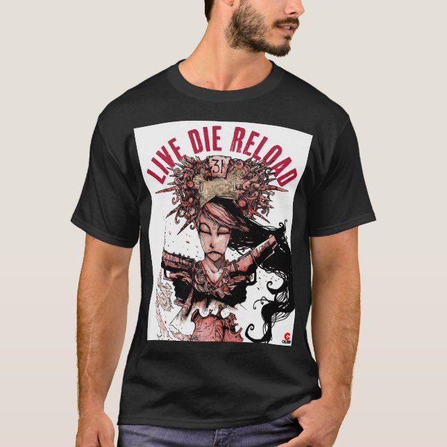 Direktfärgsbläck svart t-shirt (Framsida)