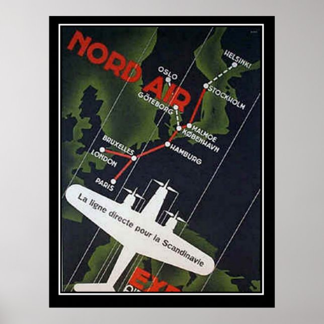 Direktflyg för Skandinavien utskrift Poster (Framsidan)