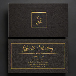 Direktör Monogrammerad Guld Svart Visitkort