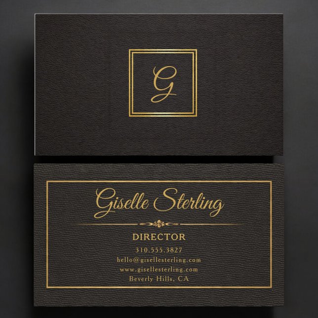 Direktör Monogrammerad Guld Svart Visitkort (Skapare uppladdad)