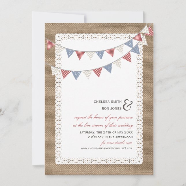 Direktström Virtuell buntningskoppling för Bröllop Inbjudningar (Framsida)