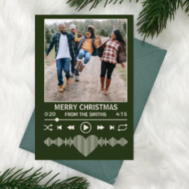 Direktuppspelning av Music Player Grönt Photo jul Julkort