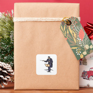 Dirigent för symfoniorkester klassisk musik fyrkantigt klistermärke