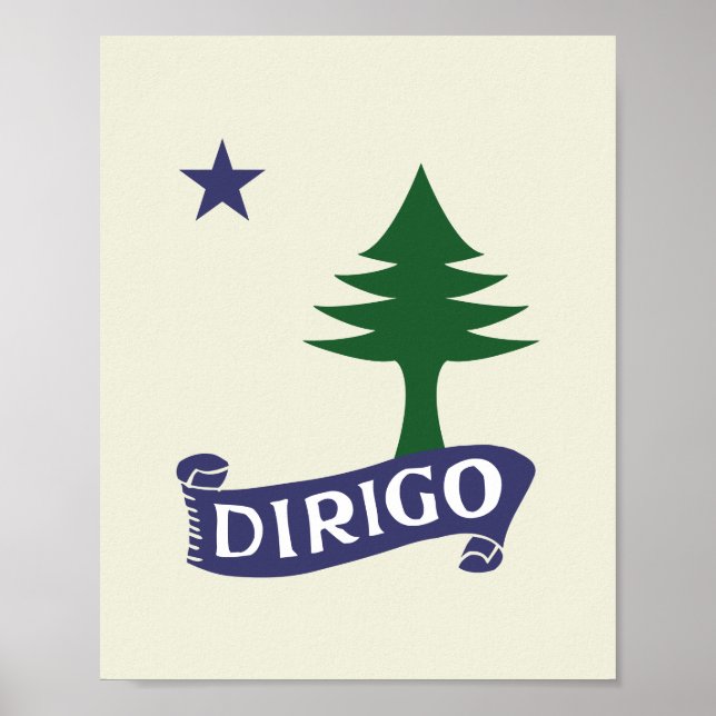Dirigo/1901 Maine Flagga Framable Art Poster (Framsidan)