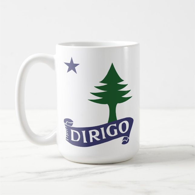 Dirigo / 1901 Maine Flagga Kaffemugg (Vänster)