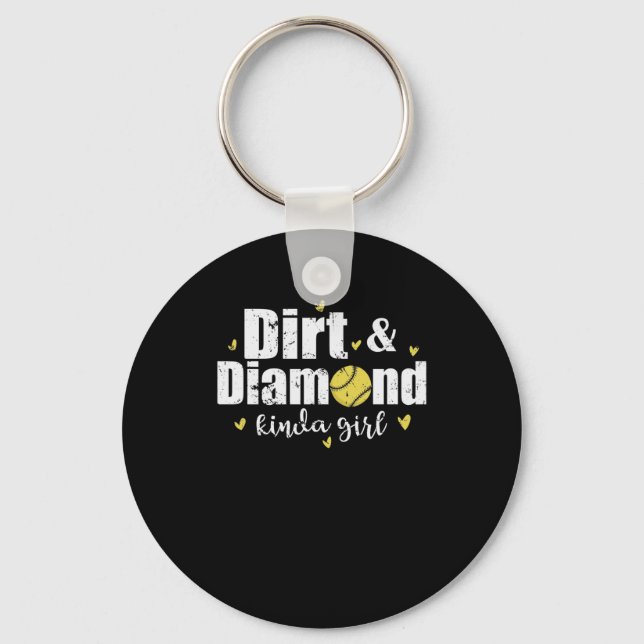 Dirt and Diamond kinda Girl Softball Sport Nyckelring (Framsida)