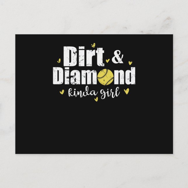 Dirt and Diamond kinda Girl Softball Sport Vykort (Framsida)