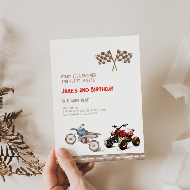 Dirt ATV Bike Dual Theme Birthday-inbjudan Inbjudningar (Skapare uppladdad)