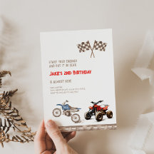 Dirt ATV Bike Dual Theme Birthday-inbjudan