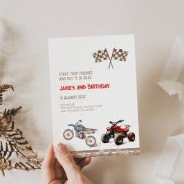 Dirt ATV Bike Dual Theme Birthday-inbjudan Inbjudningar