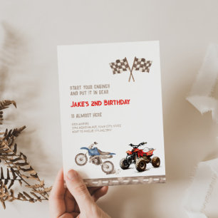 Dirt ATV Bike Dual Theme Birthday-inbjudan Inbjudningar