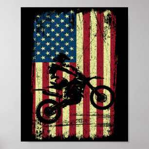 Dirt Bike American Flagga 4:e Poster