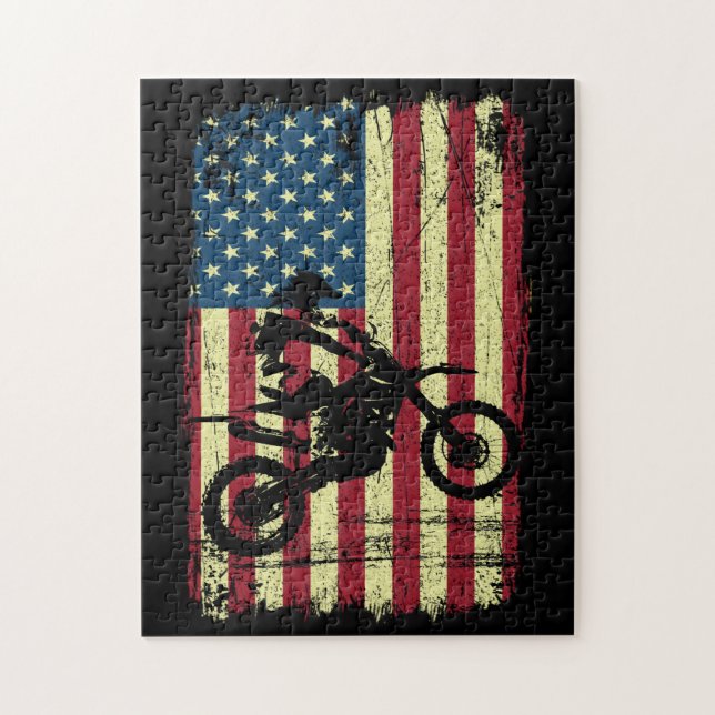 Dirt Bike American Flagga 4:e Pussel (Vertikal)