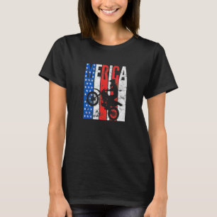 Dirt Bike American Flagga Motocross 4:e juli Moto T Shirt
