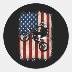 Dirt Bike American Flagga Motocross Biker 4:e Jul Runt Klistermärke