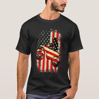 Dirt Bike American Flagga Motocross Biker 4:e Jul T Shirt