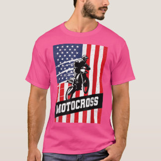 Dirt Bike American Flagga Motocross Biker 4:e Jul T Shirt