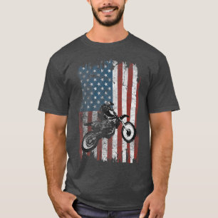 Dirt Bike American Flagga Motocross Biker 4th of J T Shirt
