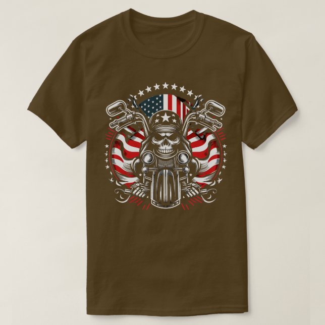 Dirt Bike American Flagga Motocross Biker 4th of J T Shirt (Design framsida)